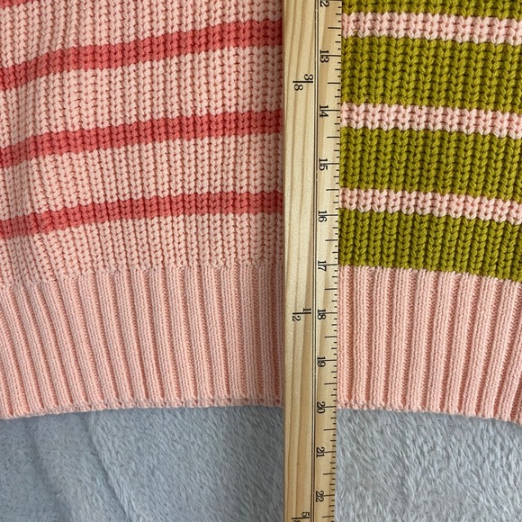 Easel Patchwork Striped Half Zip Sweater Women S Pink Olive Colorblock Funky NWT - Picture 10 of 11